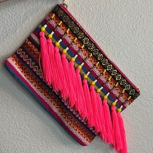 Colorful Tassel Clutch